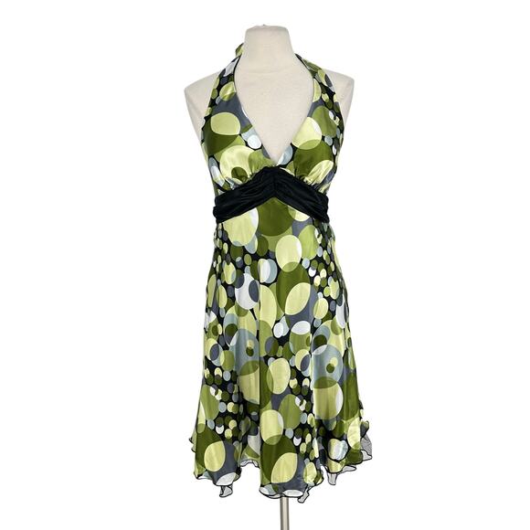 Y2K Speechless Babydoll Halter Mini Dress Size 11 Satin Green Rockabilly  Retro - Picture 1 of 13